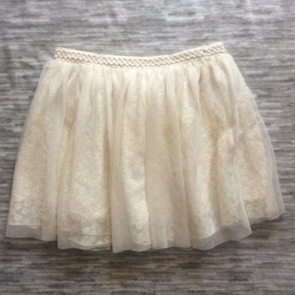 Zara Soft Collection Cream Flower Tulle Skirt
